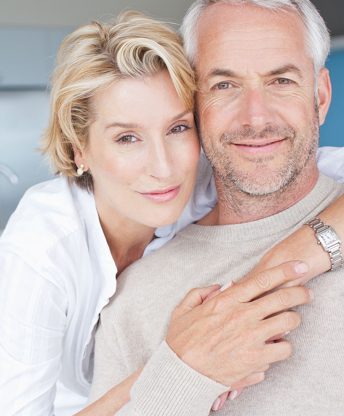 Couple enjoying a close and affectionate moment.